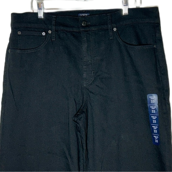 NWT J. Crew Factory Black Wide-Leg Crop Jean in All-Day Stretch, Size 33 - Picture 6 of 15